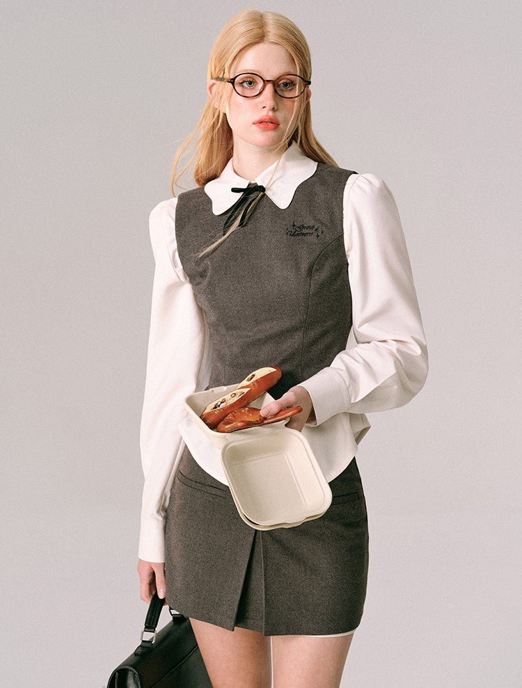 Preppy Two-piece Waist-cinching Vest/Skirt GRO0017
