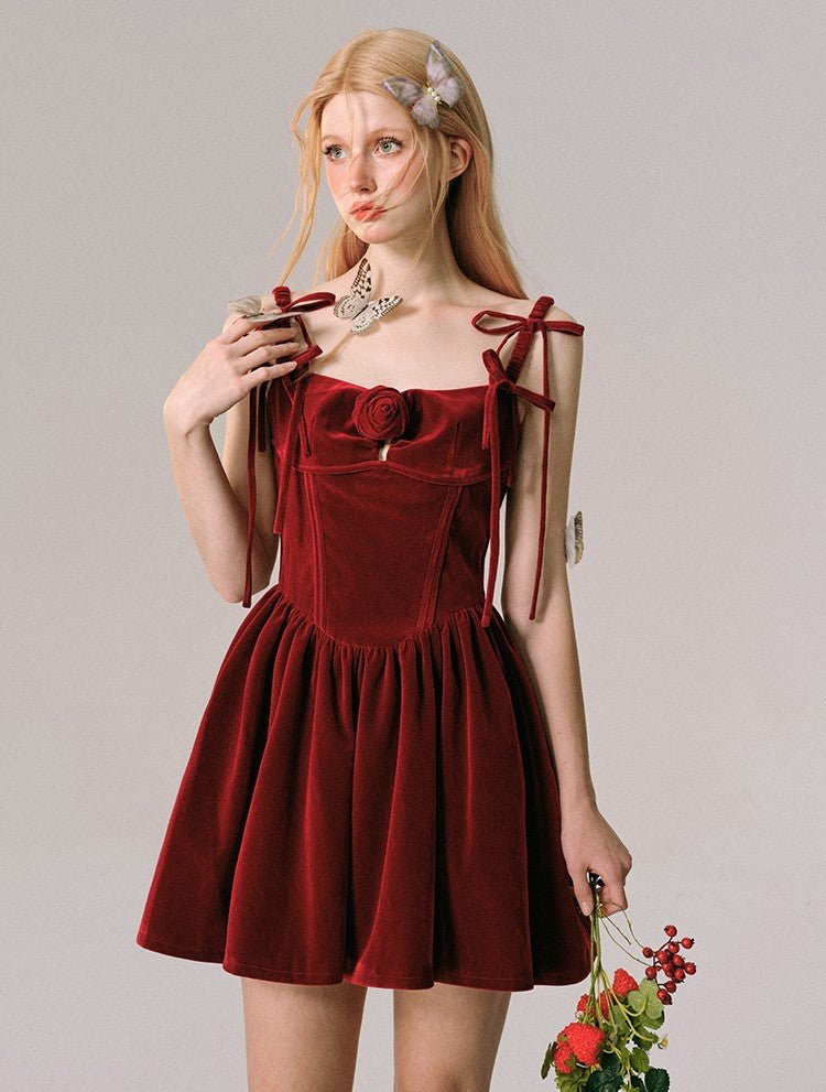 Christmas French Velvet Slip Dress GRO0034