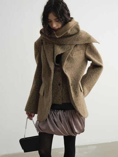 Detachable Two-piece Scarf woolen Blazer JNY0101