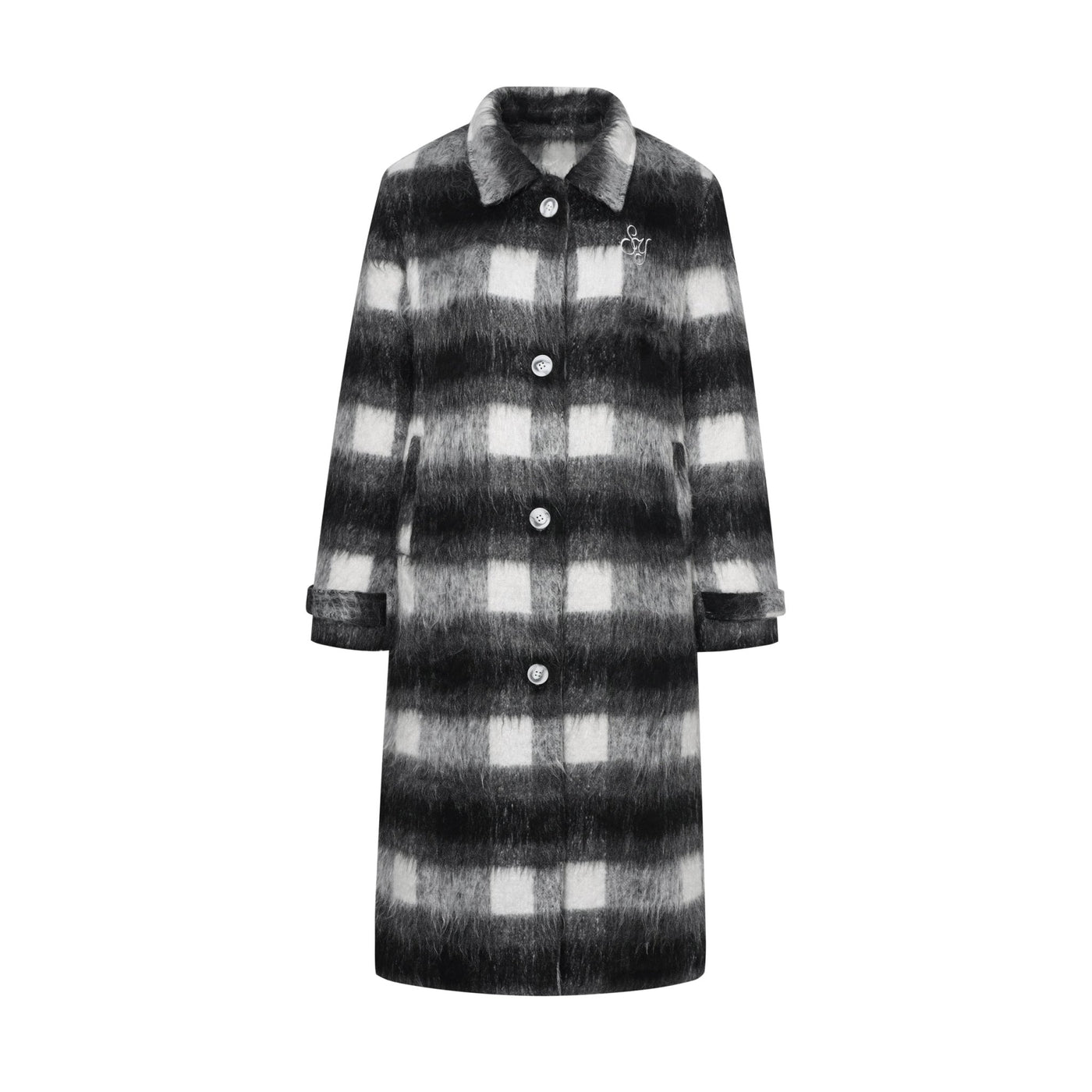 Monotone Checked Wool Coat SPE0008