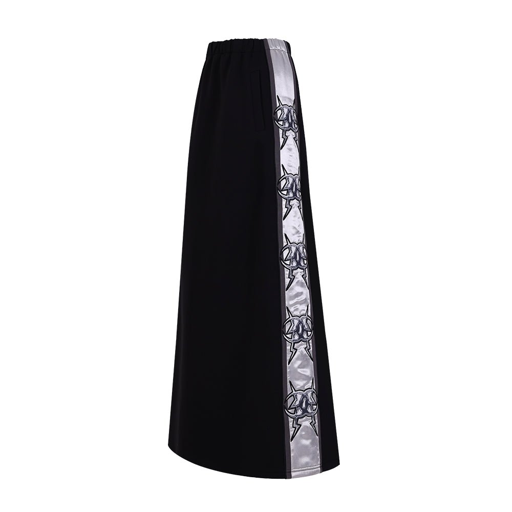 Electronic Moon Side Print A-Line Long Skirt PIN0062