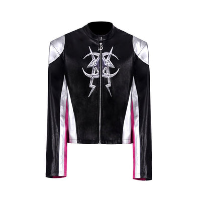 Electric Moon Design Metallic Color Leather Jacket PIN0067